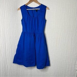 J. Crew Royal Blue Linen Fit and Flare Dress size 2